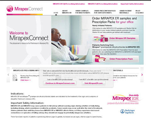 Mirapex Connect site